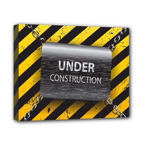 Under Construction Sign Iron Line Black Yellow Cross Canvas 10  X 8 