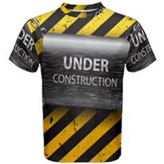 Under Construction Sign Iron Line Black Yellow Cross Men s Cotton Tee by Mariart