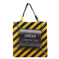 Under Construction Sign Iron Line Black Yellow Cross Grocery Tote Bag by Mariart