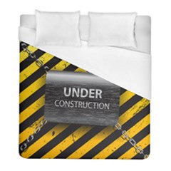 Under Construction Sign Iron Line Black Yellow Cross Duvet Cover (full/ Double Size) by Mariart