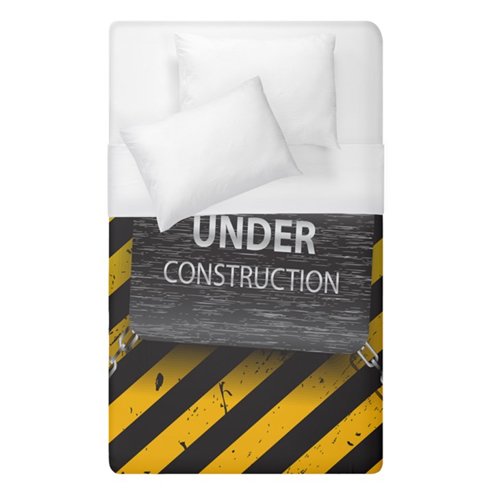 Under Construction Sign Iron Line Black Yellow Cross Duvet Cover (Single Size)