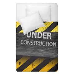 Under Construction Sign Iron Line Black Yellow Cross Duvet Cover Double Side (single Size) by Mariart