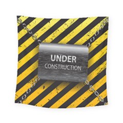 Under Construction Sign Iron Line Black Yellow Cross Square Tapestry (small)