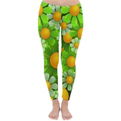 Sunflower Flower Floral Green Yellow Classic Winter Leggings