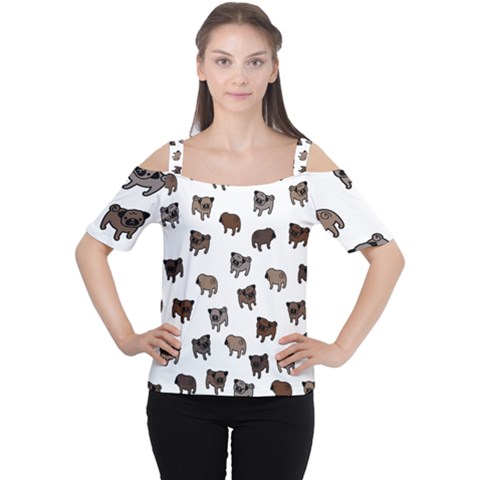 Pug Dog Pattern Women s Cutout Shoulder Tee by Valentinaart