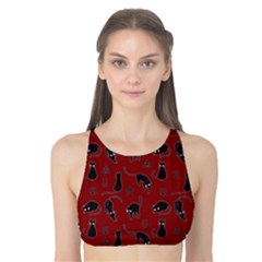 Black Cats And Witch Symbols Pattern Tank Bikini Top by Valentinaart