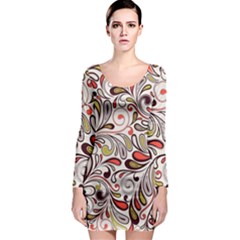 Colorful Abstract Floral Background Long Sleeve Bodycon Dress by TastefulDesigns