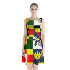 Arms of Four Provinces of Ireland  Sleeveless Waist Tie Chiffon Dress