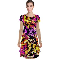 Purple Yellow Flower Plant Cap Sleeve Nightdress