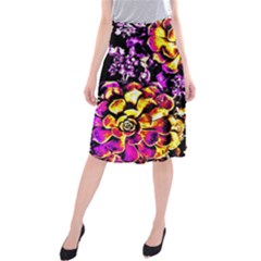 Purple Yellow Flower Plant Midi Beach Skirt