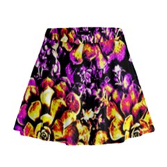 Purple Yellow Flower Plant Mini Flare Skirt