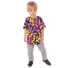 Purple Yellow Flower Plant Kids  Raglan Tee