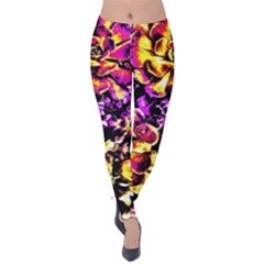 Purple Yellow Flower Plant Velvet Leggings