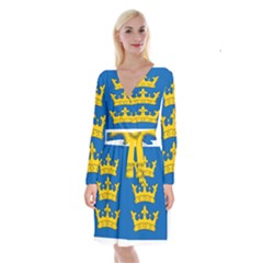 Banner Of Lordship Of Ireland (1177-1542) Long Sleeve Velvet Front Wrap Dress by abbeyz71