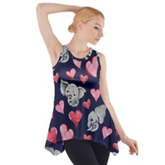 Elephant Lover Hearts Elephants Side Drop Tank Tunic by BubbSnugg