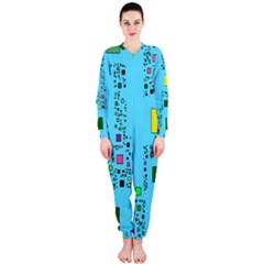 Squares On A Blue Background            Onepiece Jumpsuit (ladies) by LalyLauraFLM