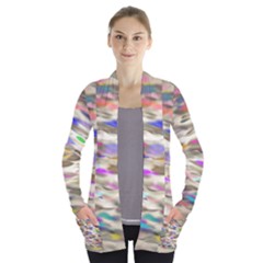Colorful Watercolors     Women s Open Front Pockets Cardigan