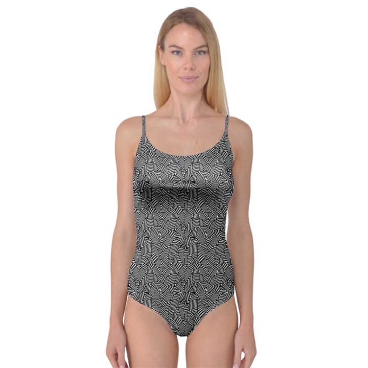 Modern Intricate Optical Pattern Camisole Leotard 