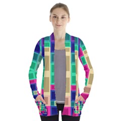 Rectangles And Squares        Women s Open Front Pockets Cardigan