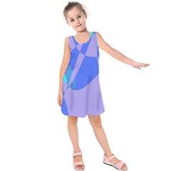 Purple Blue Shapes             Kid s Sleeveless Dress
