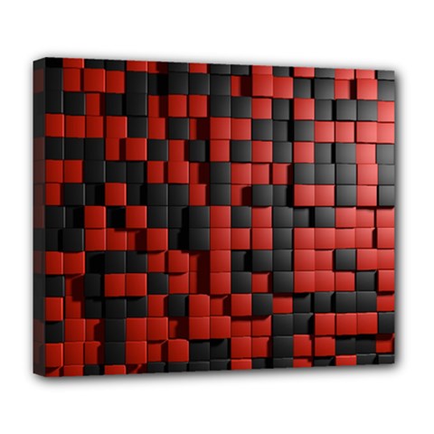 Black Red Tiles Checkerboard Deluxe Canvas 24  x 20  