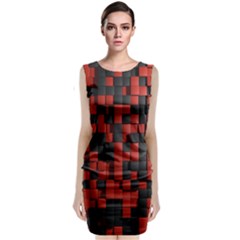 Black Red Tiles Checkerboard Classic Sleeveless Midi Dress
