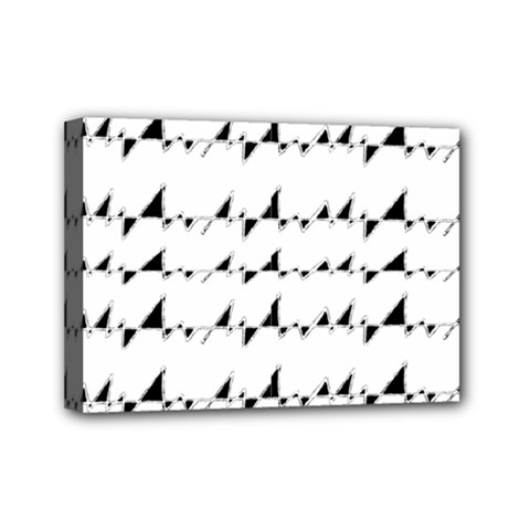 Black And White Wavy Stripes Pattern Mini Canvas 7  X 5  by dflcprints