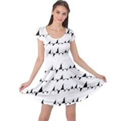 Black And White Wavy Stripes Pattern Cap Sleeve Dresses by dflcprintsclothing