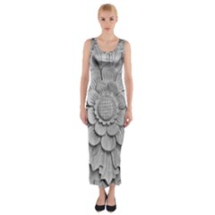 Pattern Motif Decor Fitted Maxi Dress