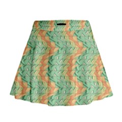 Emerald And Salmon Pattern Mini Flare Skirt by linceazul
