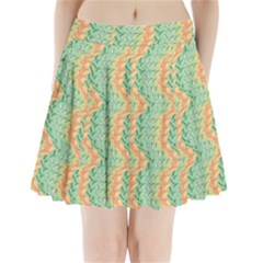 Emerald And Salmon Pattern Pleated Mini Skirt