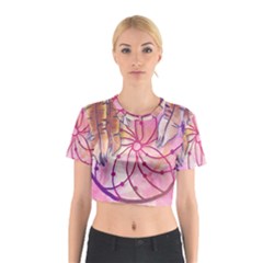 Watercolor Cute Dreamcatcher With Feathers Background Cotton Crop Top by TastefulDesigns