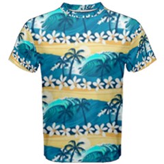 Tropical Surfing Palm Tree Men s Cotton Tee by pushu