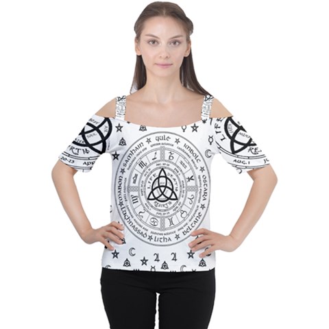 Witchcraft Symbols  Women s Cutout Shoulder Tee by Valentinaart