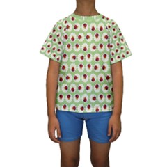 Ladybugs Pattern Kids  Short Sleeve Swimwear by linceazul