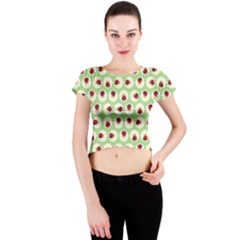 Ladybugs Pattern Crew Neck Crop Top by linceazul