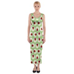 Ladybugs Pattern Fitted Maxi Dress by linceazul