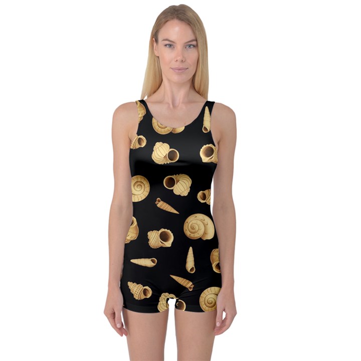 Shell pattern One Piece Boyleg Swimsuit