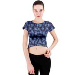 Autumn Leaves Motif Pattern Crew Neck Crop Top by dflcprintsclothing