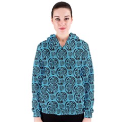 Turquoise Pattern Women s Zipper Hoodie by linceazul