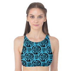 Turquoise Pattern Tank Bikini Top by linceazul