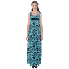 Turquoise Pattern Empire Waist Maxi Dress by linceazul
