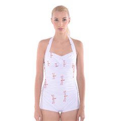 Animal Dragonfly Fly Pink Boyleg Halter Swimsuit  by Mariart