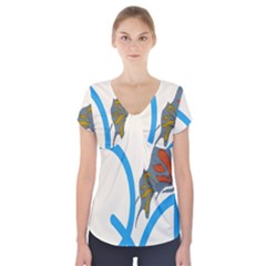 Butterfly Short Sleeve Front Detail Top