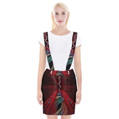 Artistic Blue Gold Red Braces Suspender Skirt by Mariart