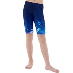 Abstract Musical Notes Purple Blue Kids  Mid Length Swim Shorts