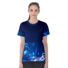 Abstract Musical Notes Purple Blue Women s Cotton Tee