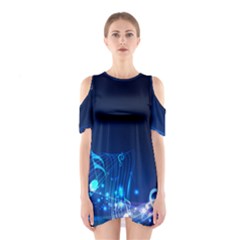 Abstract Musical Notes Purple Blue Shoulder Cutout One Piece by Mariart