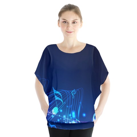 Abstract Musical Notes Purple Blue Blouse by Mariart