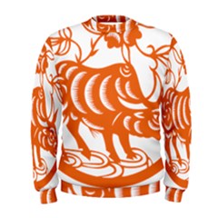 Chinese Zodiac Cow Star Orange Men s Sweatshirt